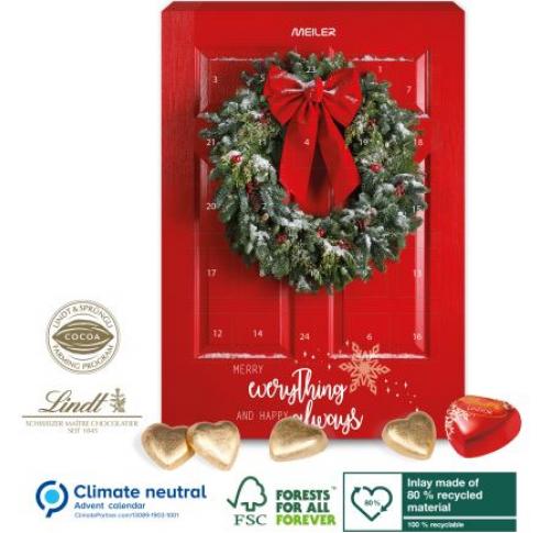Bespoke Lindt Hearts Chocolate Advent Calendar